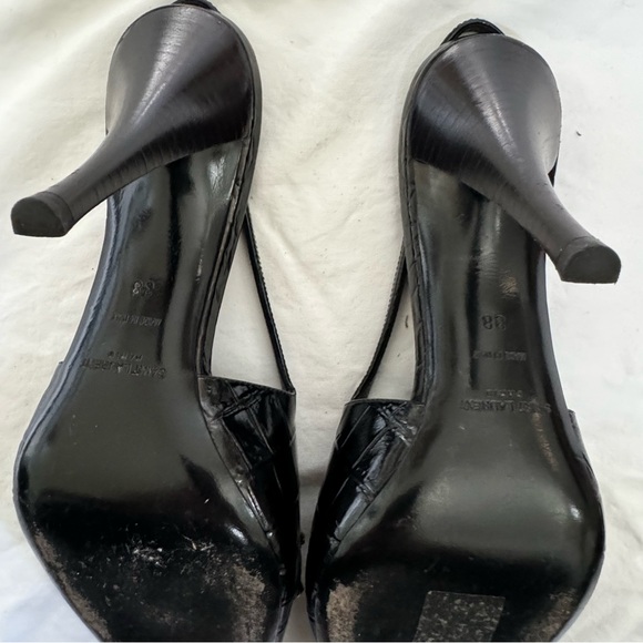 SAINT LAURENT BLADE SLINGBACK PUMPS IN CROCODILE-EMBOSSED PATENT LEATHER - Picture 8 of 9